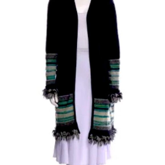 Vintage M Missoni black lightweight sweater cardigan with teal accents US 2 - Picture 2 of 16